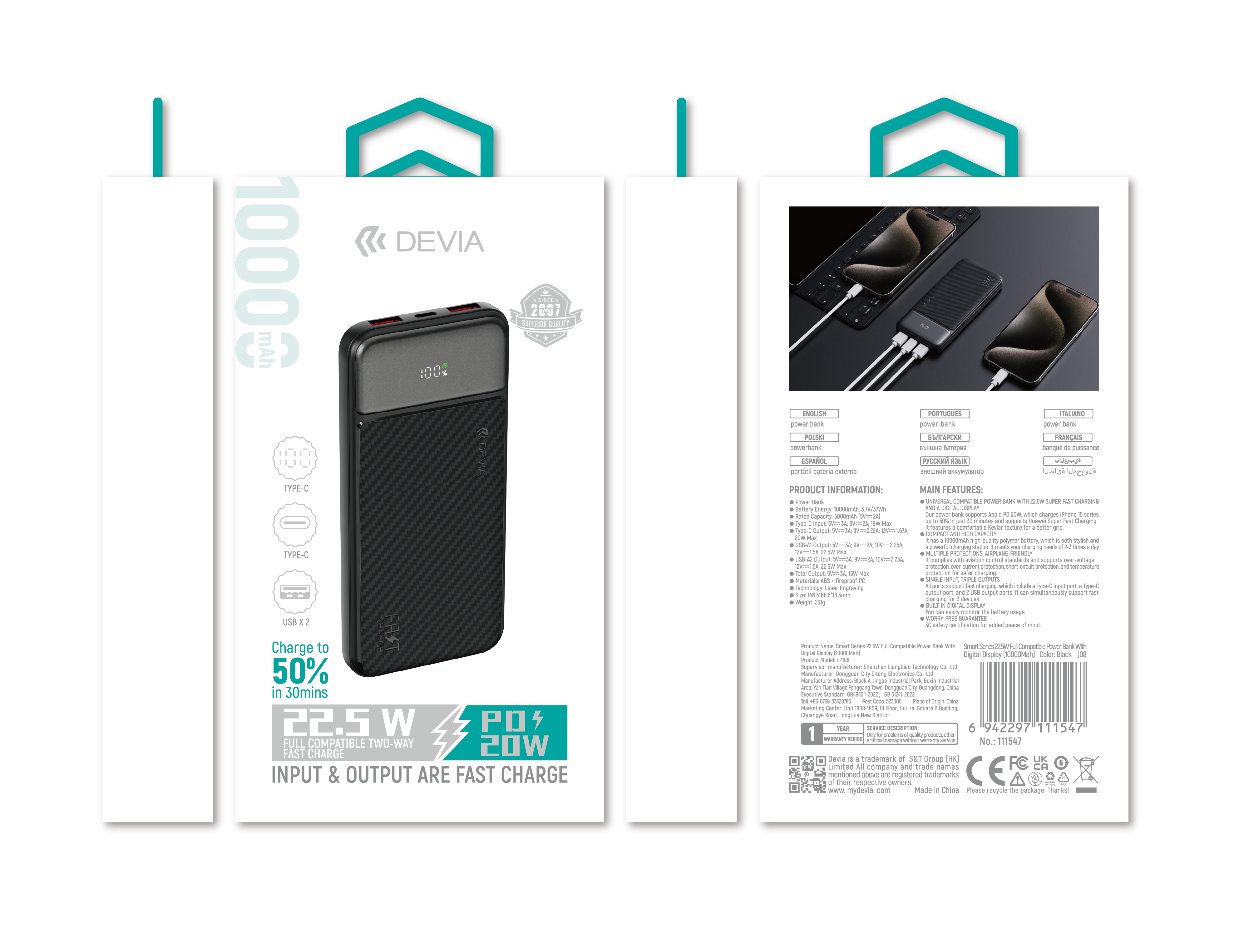  Foto - Power Bank 10000 Mah Devia